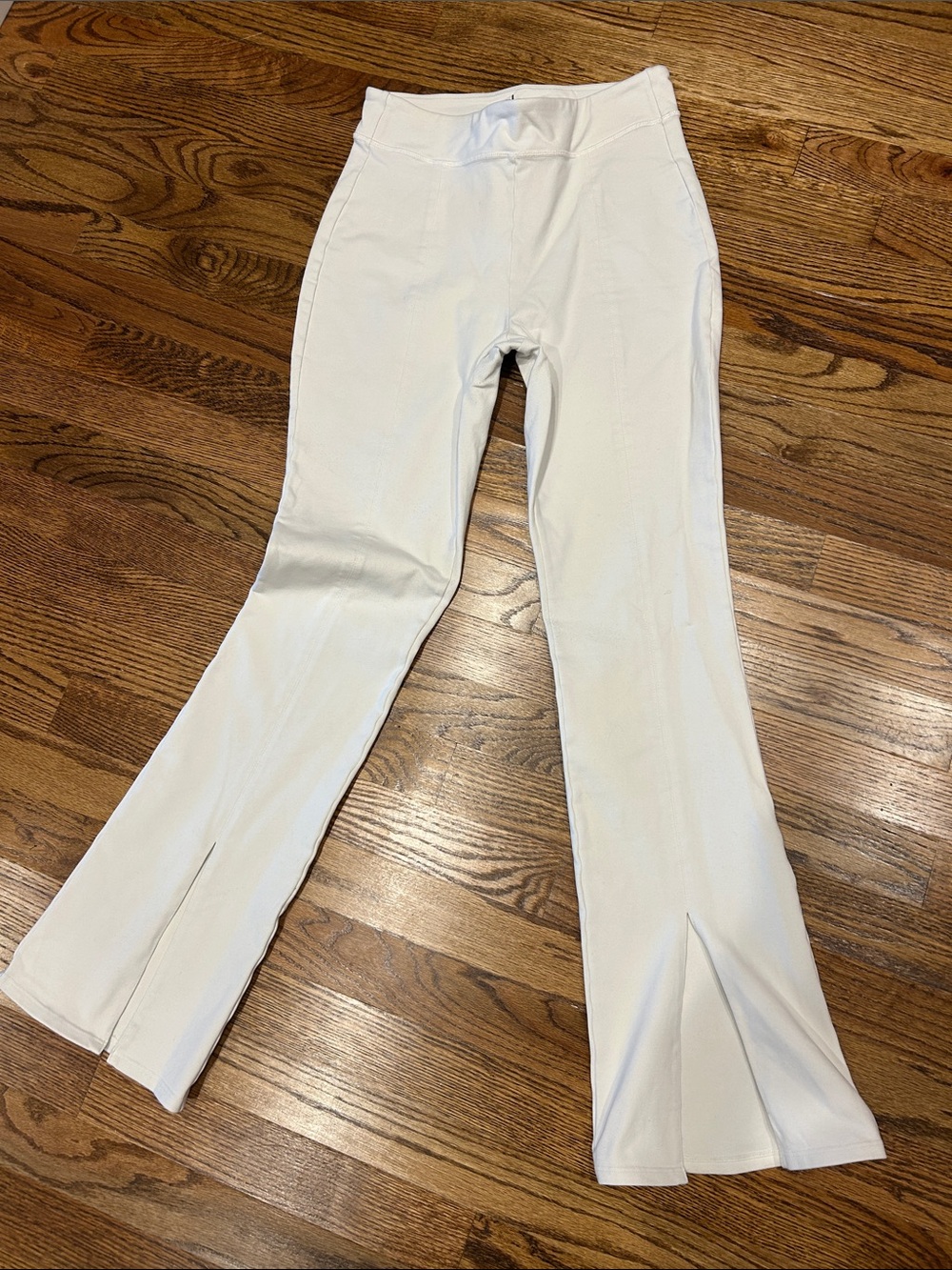 ALO White airbrush Women's Flare leggings with Front Slits